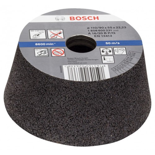 BOSCH Brusný hrnec, kónický - kov/litina 90 mm, 110 mm, 55 mm, 16 1608600231